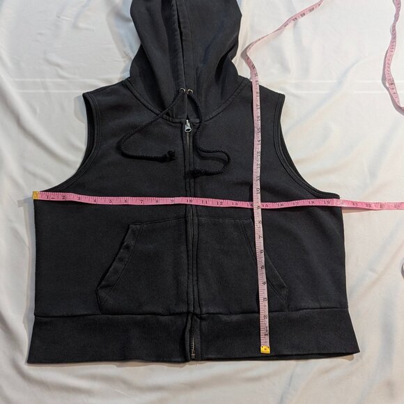 Hippie Rose Size *Large (Runs Small) Black Sleeveless Zippered Hoodie - Picture 9 of 10
